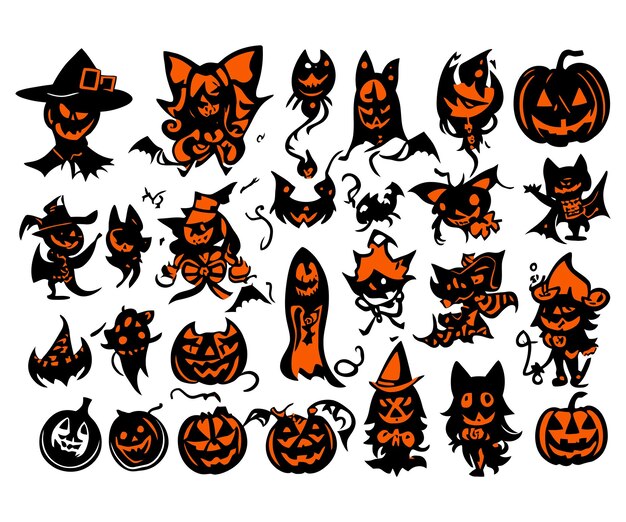 Halloween Element vector collectie set hand getrokken stijl