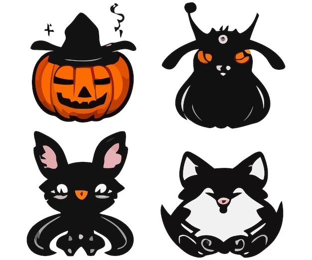 Vettore insieme di raccolta vettoriale di halloween element stile disegnato a mano