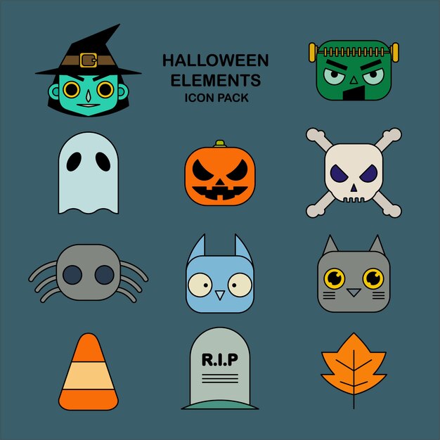 Vector halloween elements icons