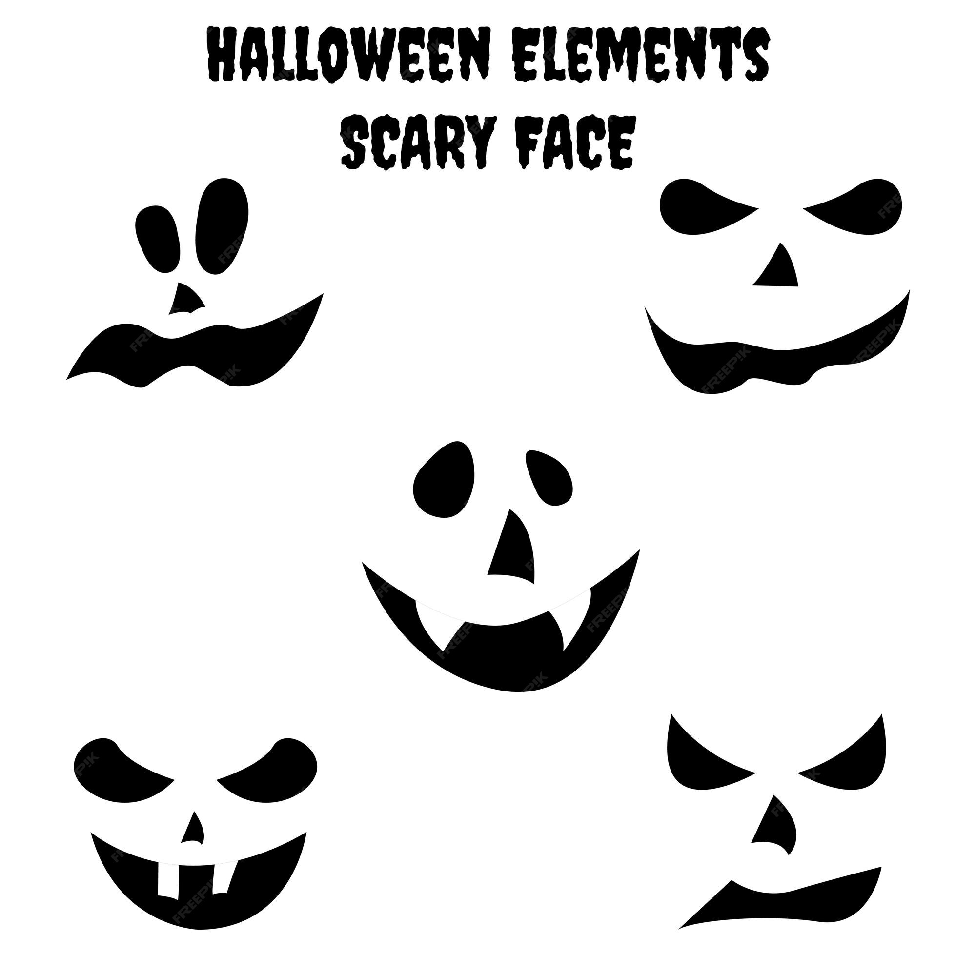 Vector Isolated Halloween Element Scary Halloween Smile, Evil Face, Scary  Face, Ghost PNG Transparent Image and Clipart for Free Download