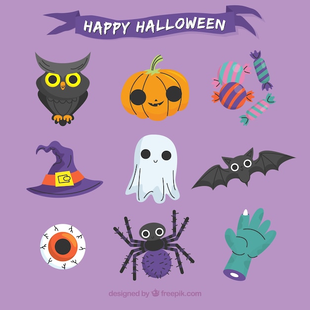 Vector halloween elements with cute style