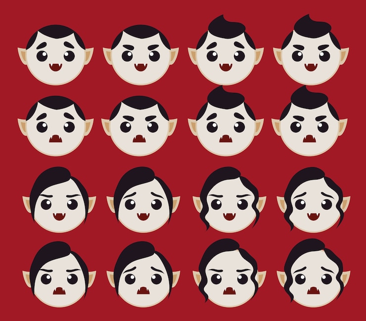 Vector halloween emoticons icons
