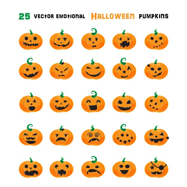 Halloween emotional pumpkins set