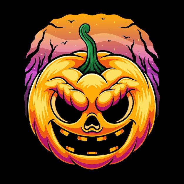 Halloween enge pompoenen mascotte logo illustratie