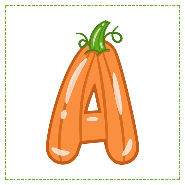 Vector halloween engelse alfabet letter a pompoen thema tekening