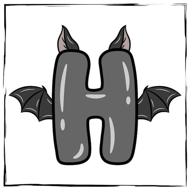 Vector halloween engelse alfabet letter h schattige vleermuis thema tekening