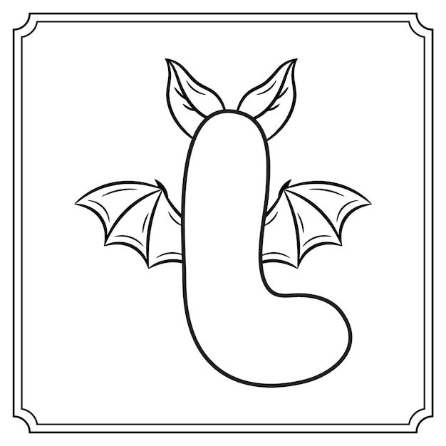 Halloween Engelse alfabet letter L schattige vleermuis thema schets voor het kleuren