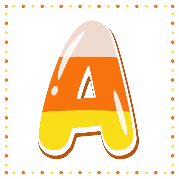 Halloween English Alphabet letter A cute candy theme drawing