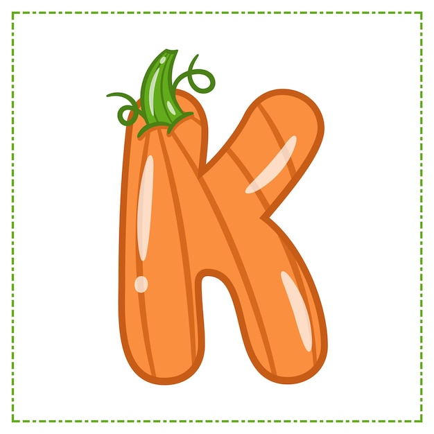 Halloween English Alphabet letter K Pumpkin theme drawing