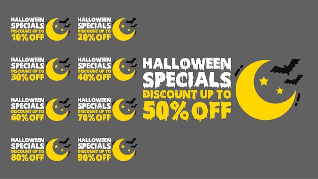 Halloween-evenement speciale aanbieding korting met verschillende waarde procent korting eps vector