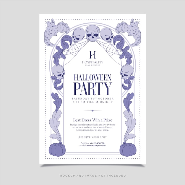 Halloween Event Flyer Template in Purple Theme V2 in Vector EPS
