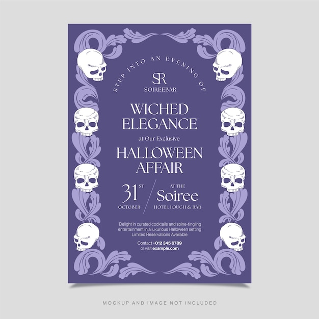 Halloween Event Invite Template in Purple Theme V1 in Vector EPS