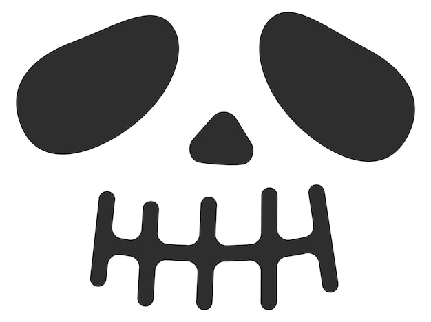 Halloween face for holiday decoration Spooky skeleton smile isolated on white background