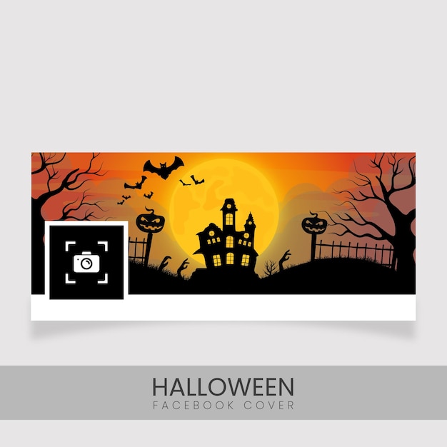 Halloween facebook cover design with full moon