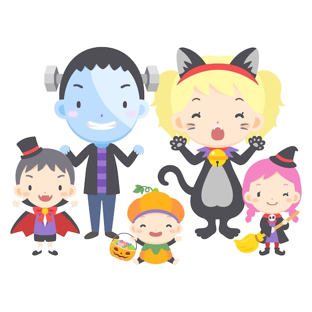 Vettore illustrazione di famiglia di halloween