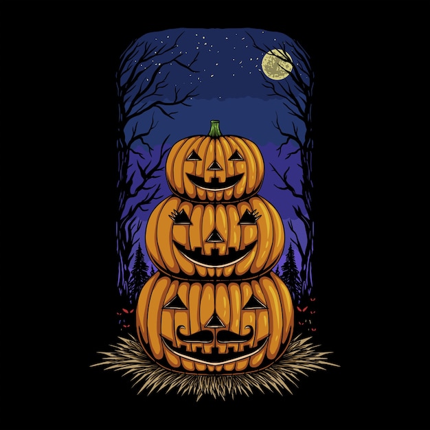 Halloween Family Pumpkin head  illustration