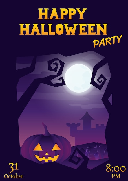 Vector halloween-feest maakt paarse kleurverlenging ruw