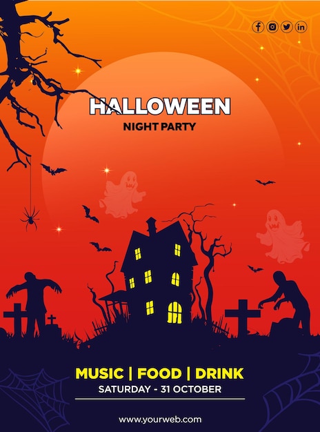 Halloween feest sociale media sjabloon vector