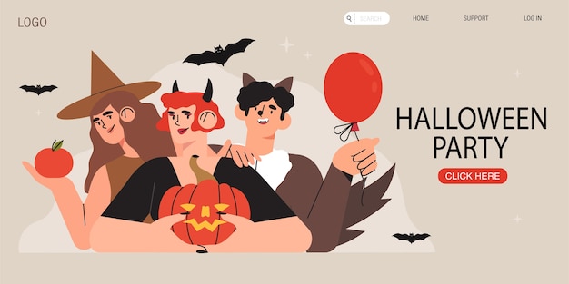 Halloween-feestbanner met karakters.