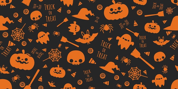 Vector halloween-feestelijke halloween-elementen naadloos patroon.