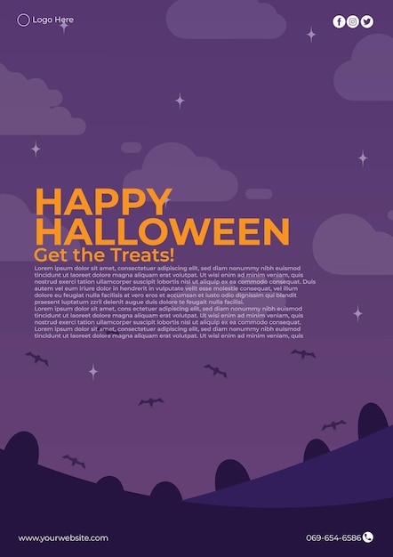 Vector halloween festival poster with 2d shapes