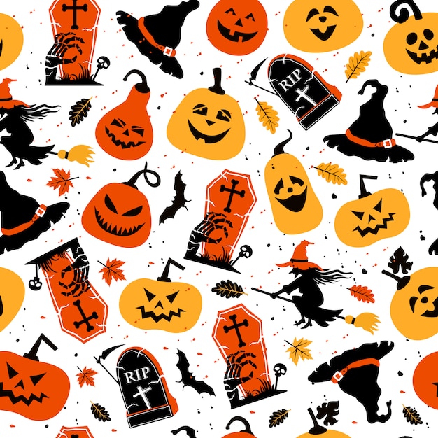 Vector halloween festive seamless pattern