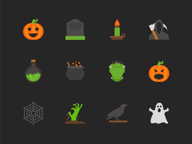 Halloween Flat Icon Set