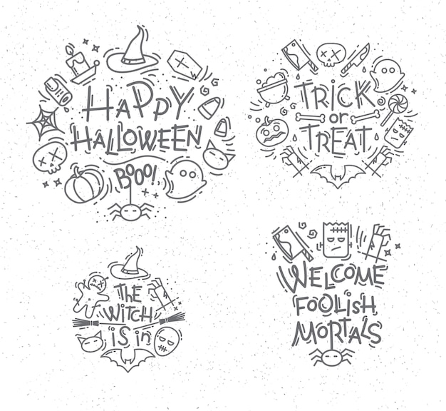 Vector halloween flat monograms