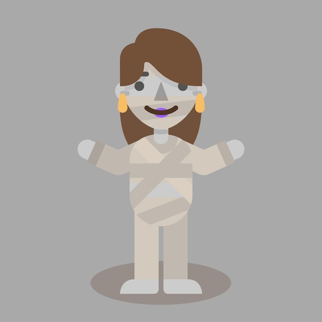 Vector halloween flat mummy female