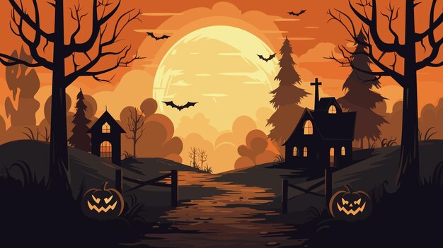 Vettore illustrazione colorata di halloween appiattita