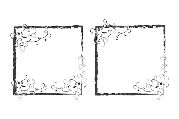 Вектор Хэллоуин расцвет дебри завитки квадратная рамка рамка тыква летучая мышь паук фотографии рамки границы