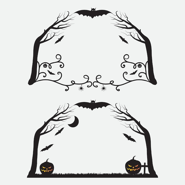 Halloween flourish wilds swirls square border frame pumpkin bat spider pictures frames borders