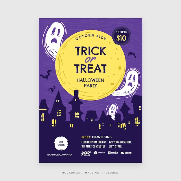 Halloween Flyer-sjabloon in Vector Trick or Treat Party