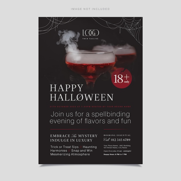 Halloween flyer template in vector eps per eventi inquietanti halloween cocktail party