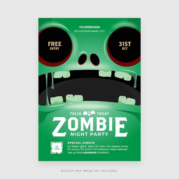 Halloween Flyer Template in Zombie Themed for Vector