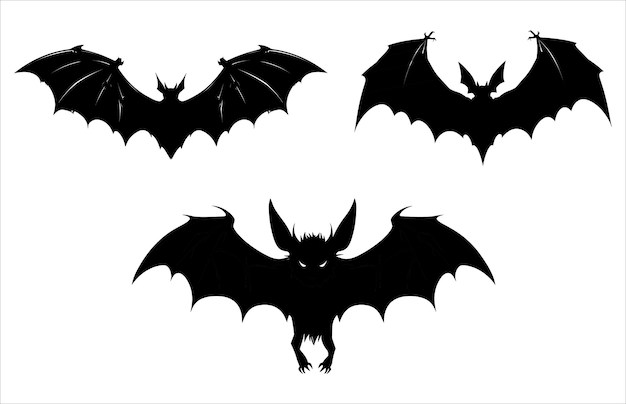 Halloween Flying Bat Vector Silhouette