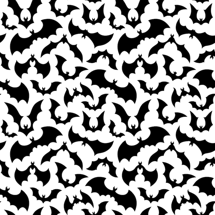 Vector halloween flying bats monochrome seamless pattern