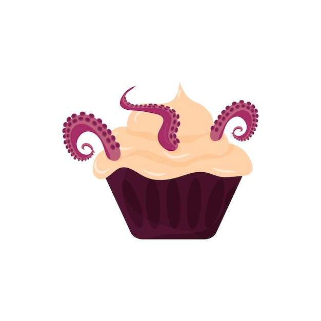 Halloween food cupcake with eyes and tentacle