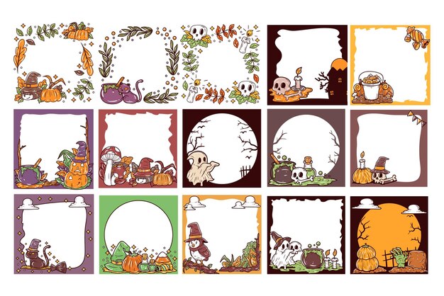 Elementi di decorazione della cornice di halloween set di illustrazioni vettoriali