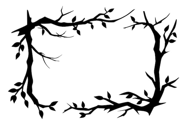 Vector halloween frame made from dry tree branches vector illustration