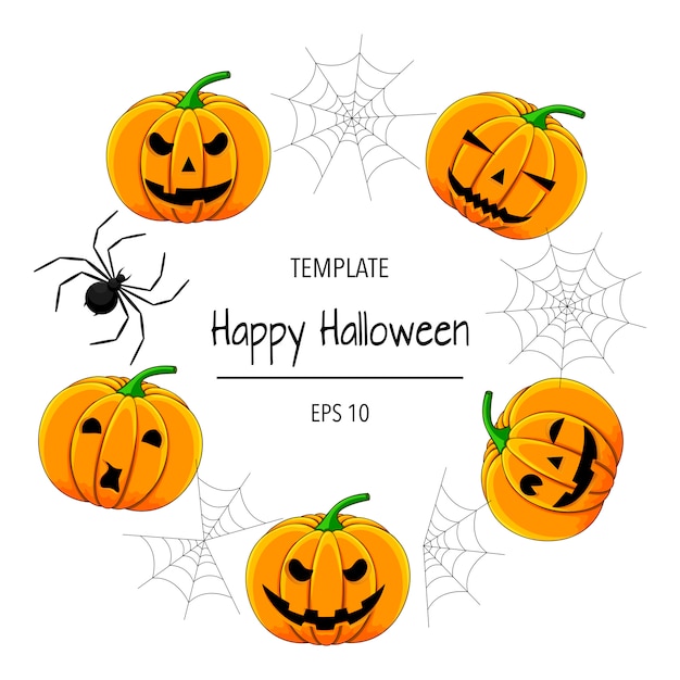 Halloween frame for your text with traditional attributes. Cartoon style. illustration.