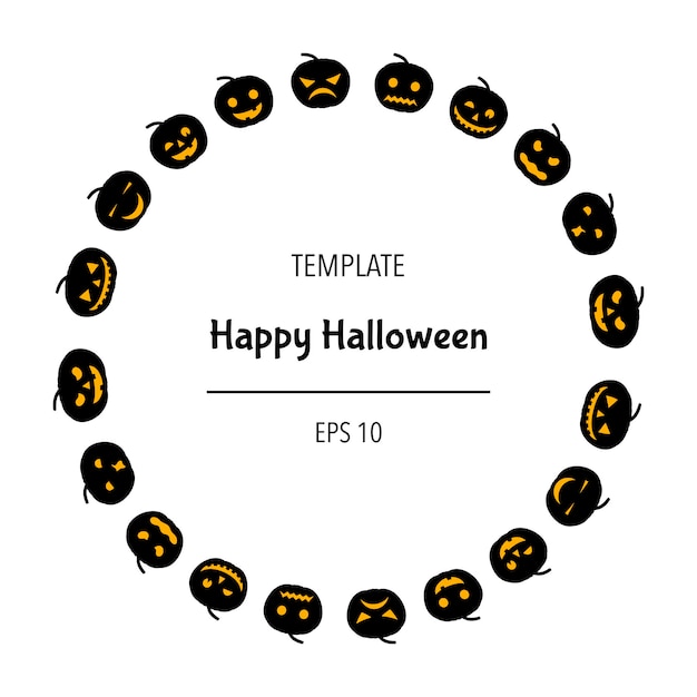 Vettore cornice di halloween per il tuo testo con attributi tradizionali. stile cartone animato. illustrazione vettoriale.