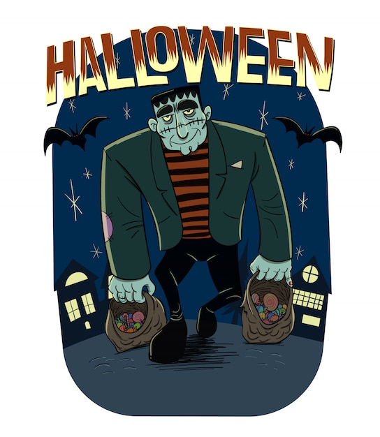 Halloween frankenstein gaat over trick or treat