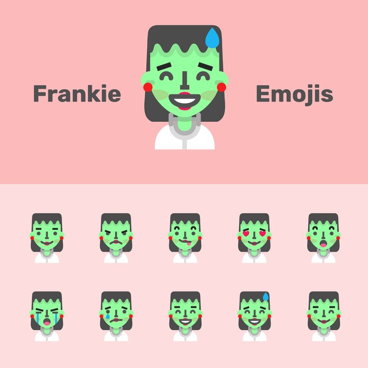 Vector halloween frankie female emojis