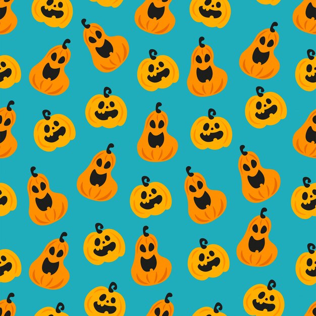 Vector halloween funny pumpkin head seamless pattern