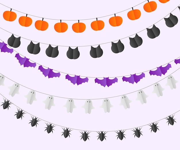 Vector halloween garlands design