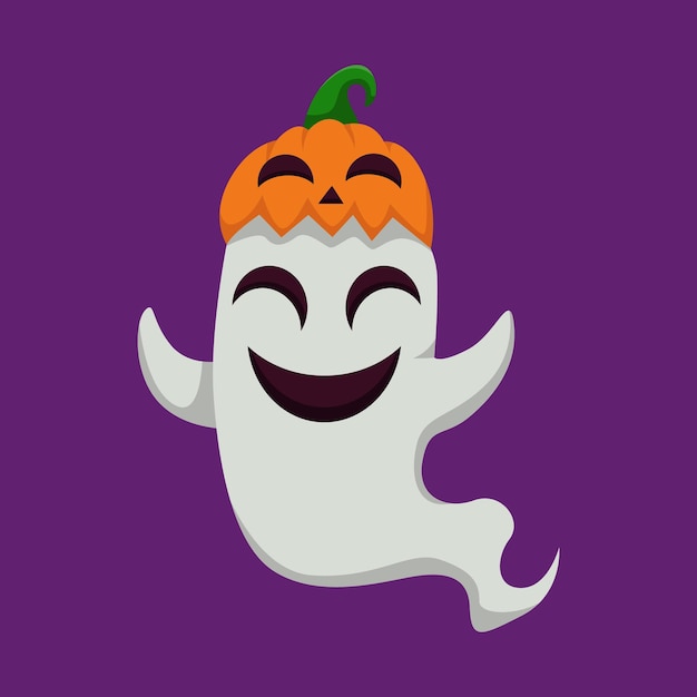 Halloween geest met pompoen hoed ontwerp illustratie