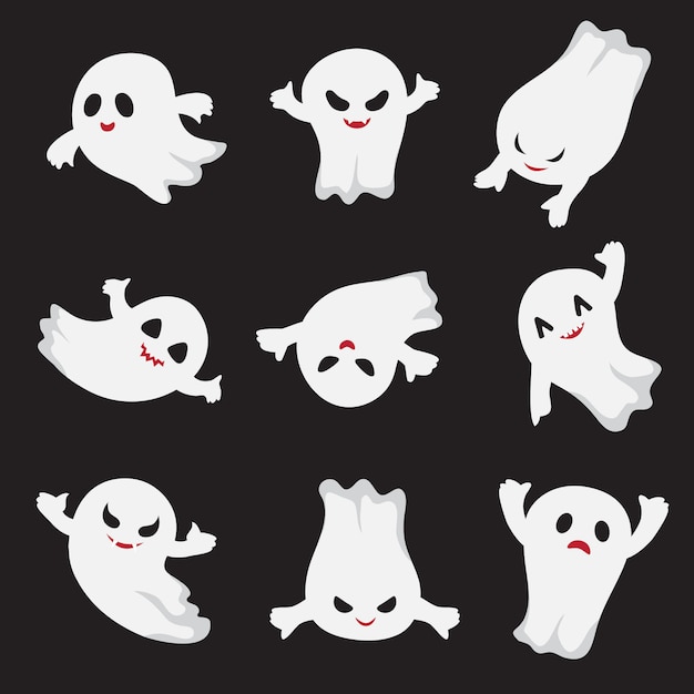 Halloween geest. Spookachtige schattige stripfiguren.