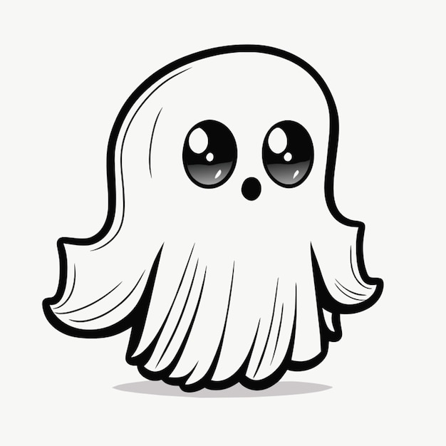 Vettore fantasma di halloween autentico stile di disegno a matita sfondo bianco vettore di pulizia altamente dettagliato