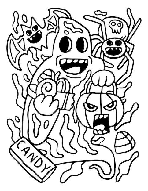 halloween ghost candy coloring page